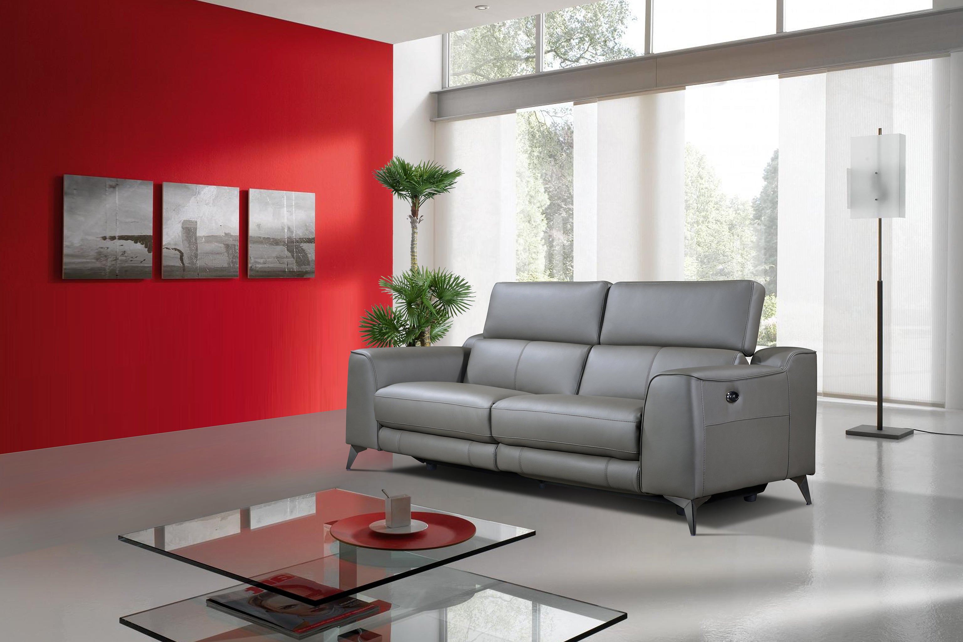 BROOKLYN  2.5 Seater Incliner Sofa in Leather by Castilla